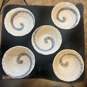 Blue swirl stoneware bowls rice bowls  sauce bowls